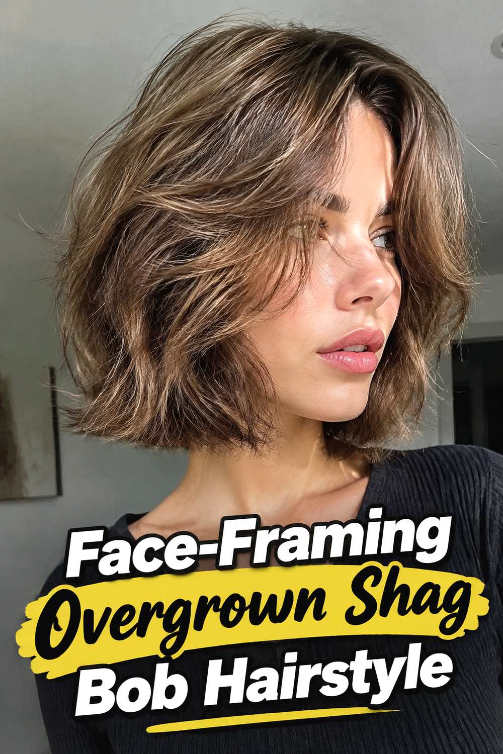 Face-Framing Overgrown Shag Bob Hairstyle