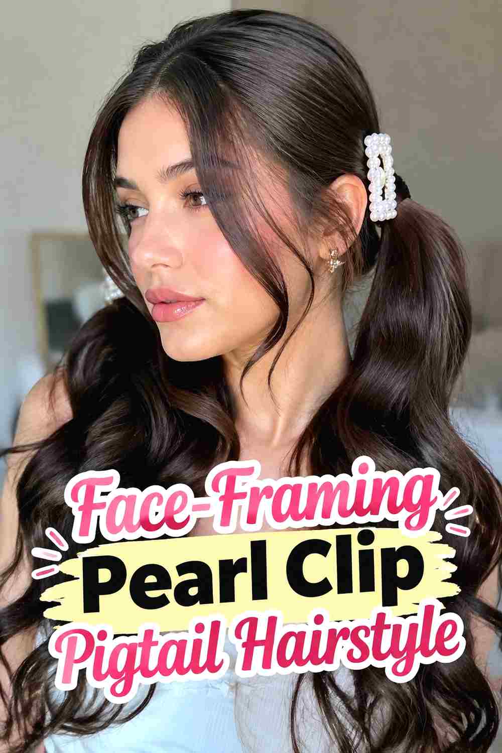 9. Face Framing Pearl Clip Pigtail Hairstyle
