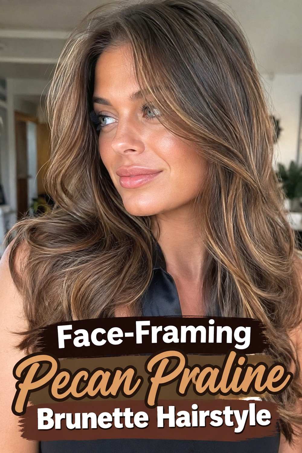 3. Face Framing Pecan Praline Brunette Hairstyle