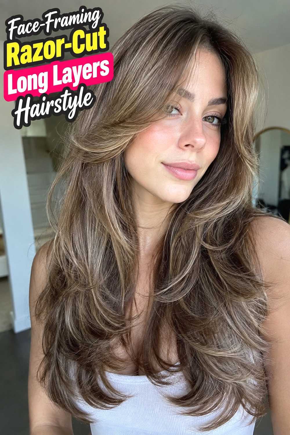2. Face Framing Razor Cut Long Layers Hairstyle