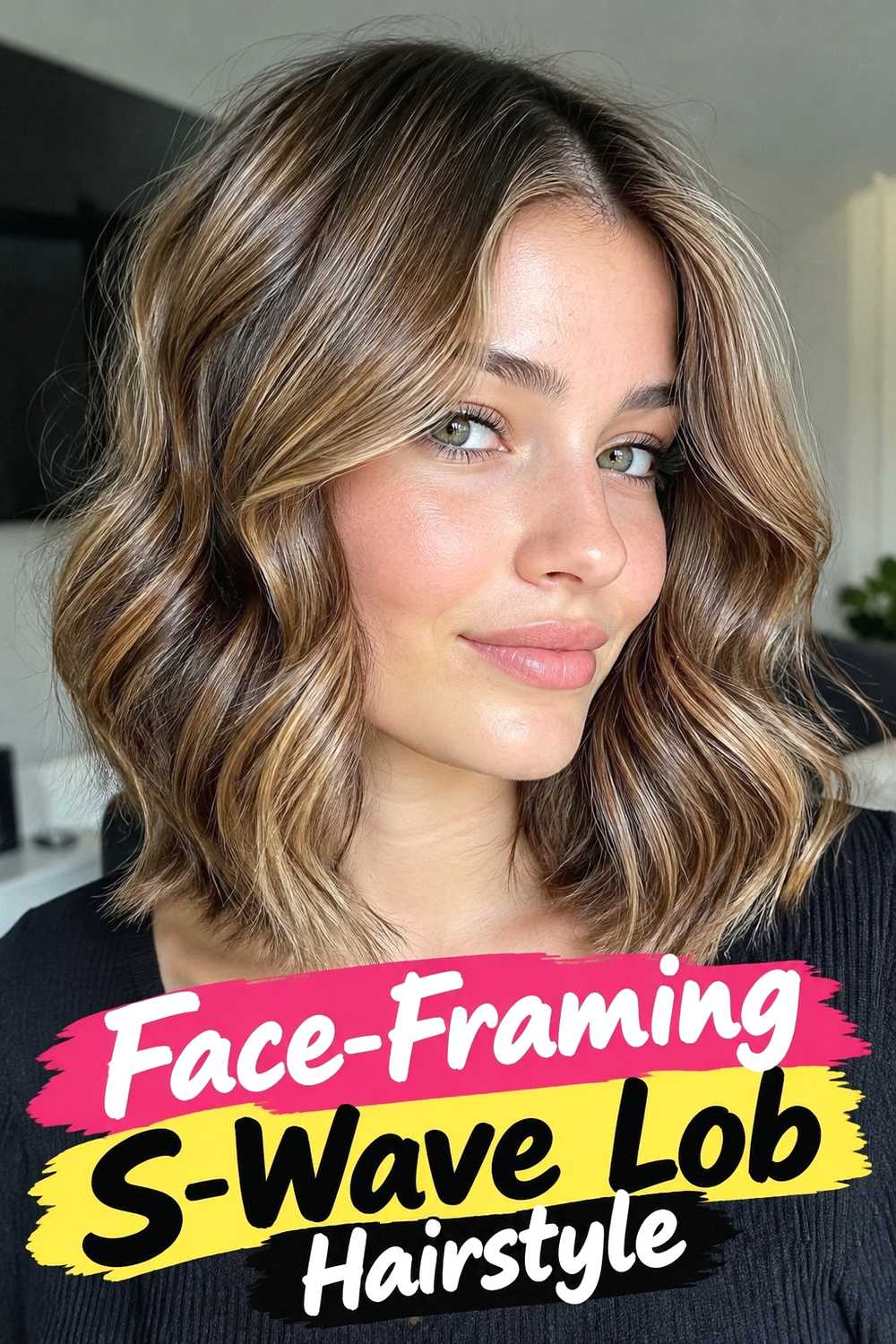 7. Face Framing S Wave Lob Hairstyle