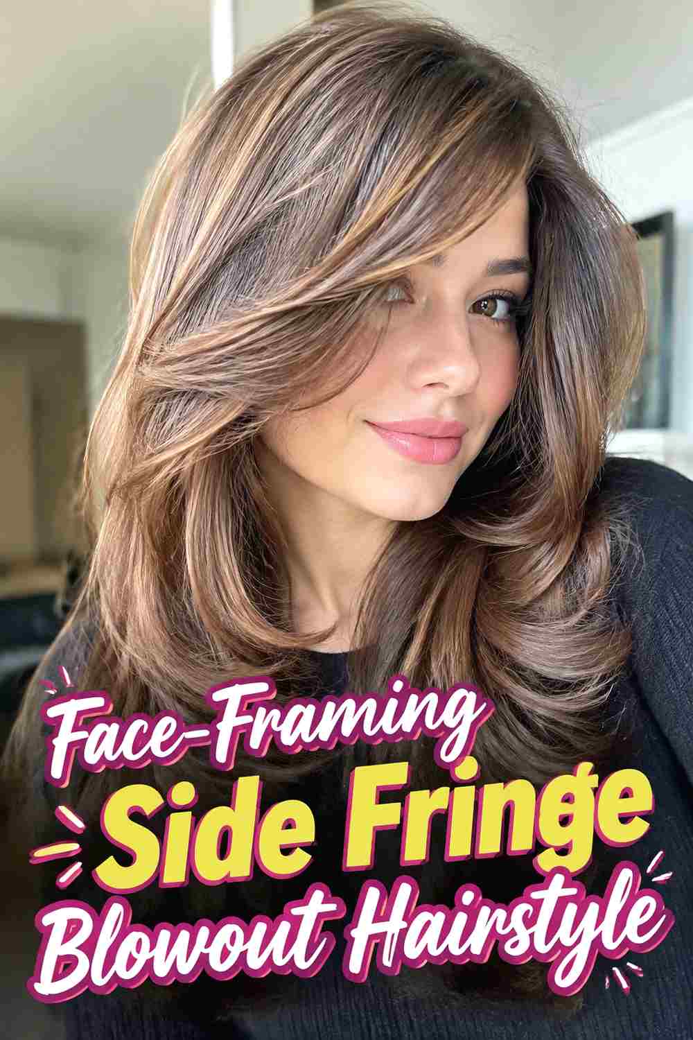 13. Face Framing Side Fringe Blowout Hairstyle