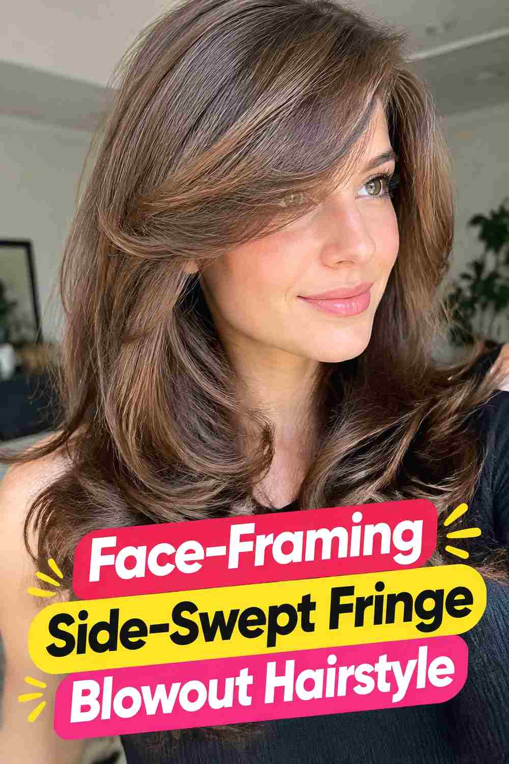 13. Face Framing Side Swept Fringe Blowout Hairstyle