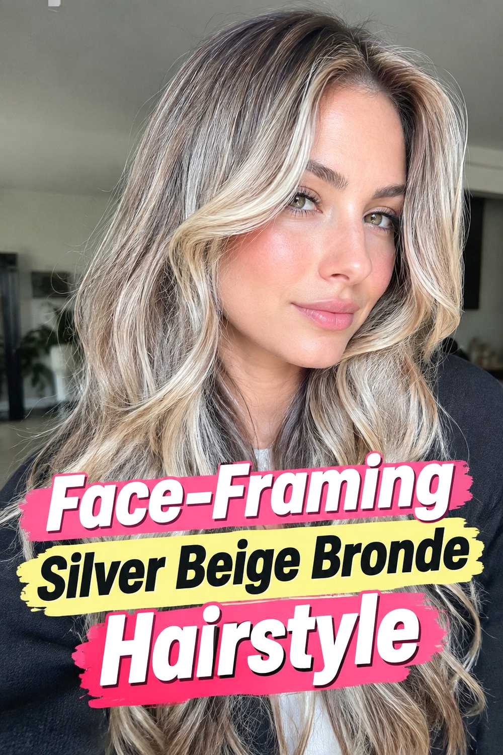 6. Face Framing Silver Beige Bronde Hairstyle