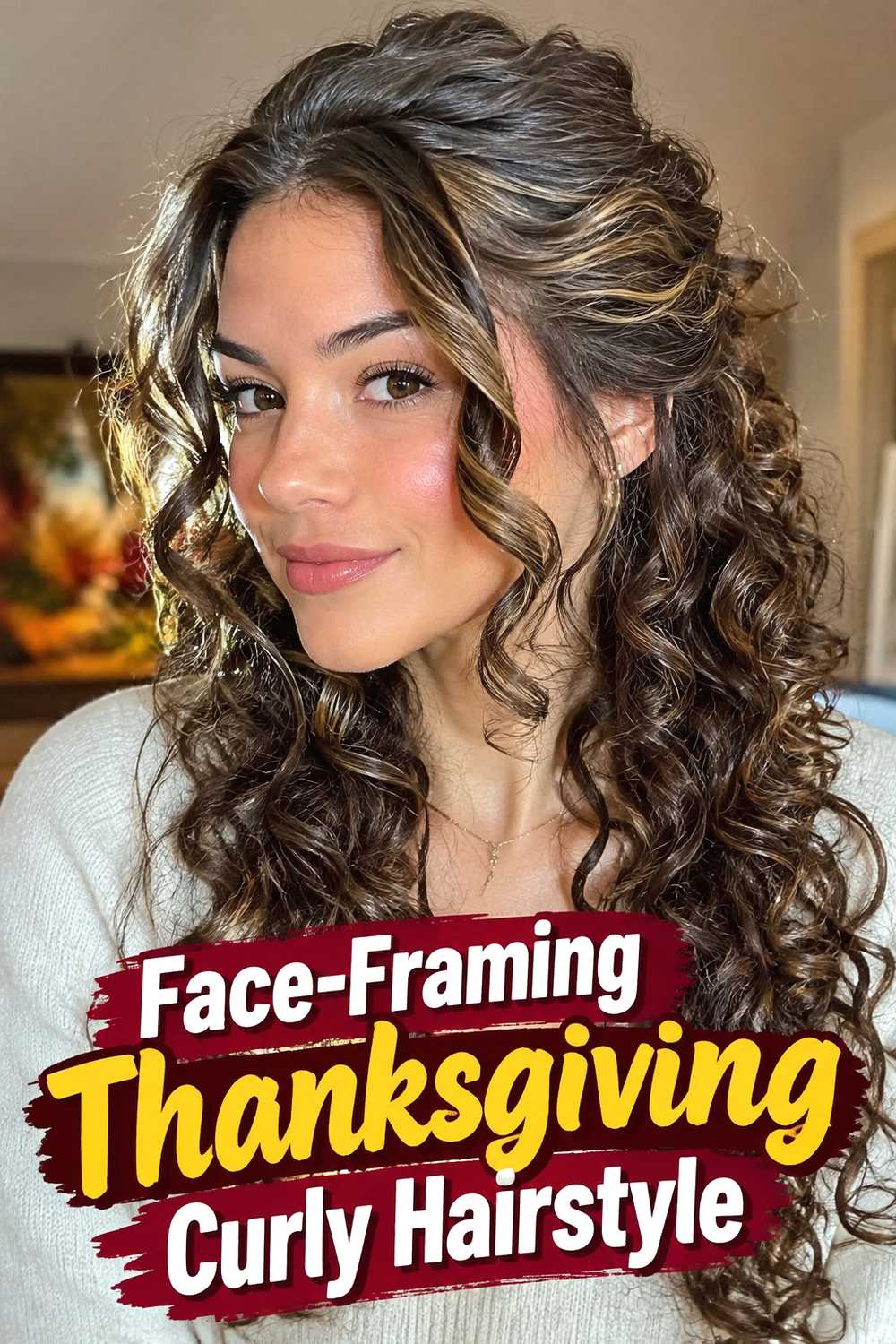 10. Face Framing Thanksgiving Curly Hairstyle