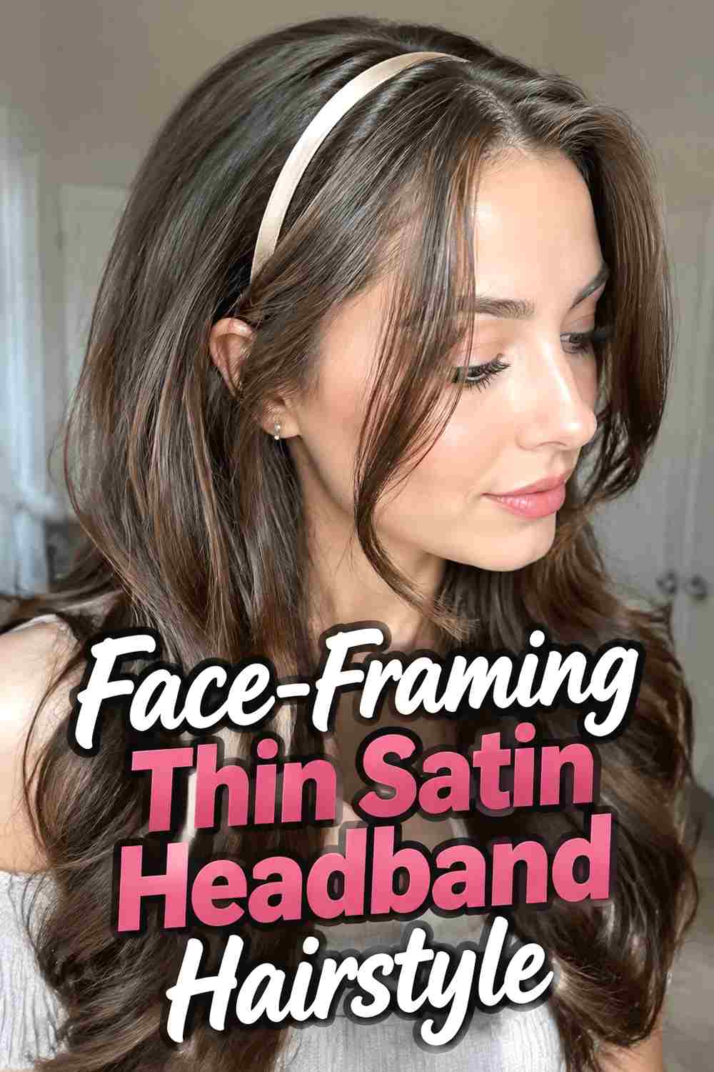 15. Face Framing Thin Satin Headband Hairstyle