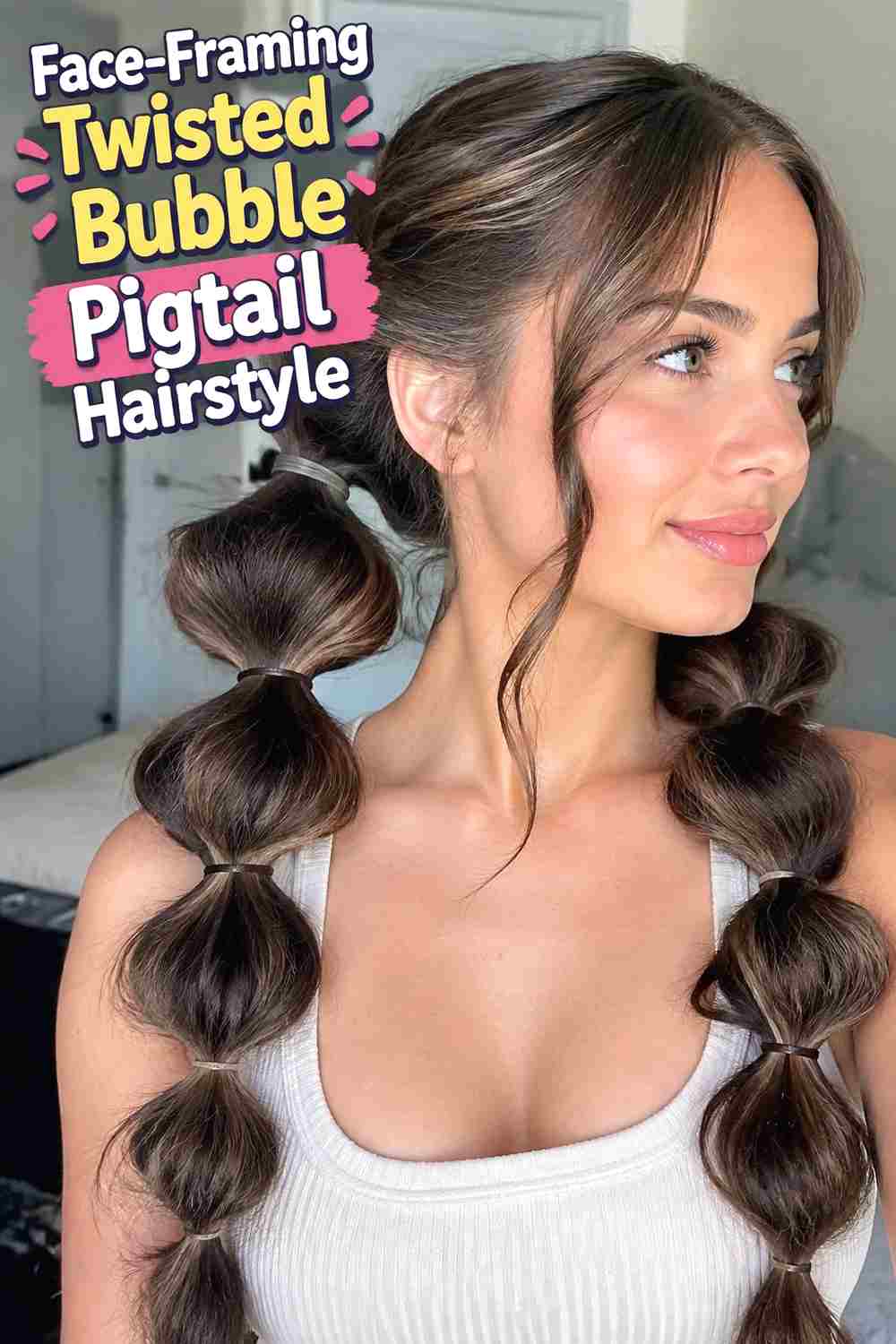 15. Face Framing Twisted Bubble Pigtail Hairstyle