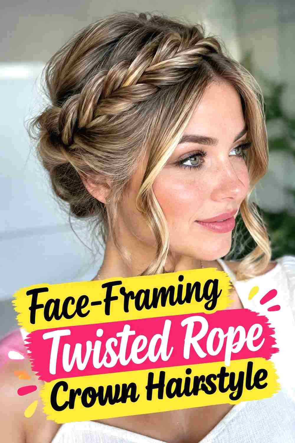 15. Face Framing Twisted Rope Crown Hairstyle