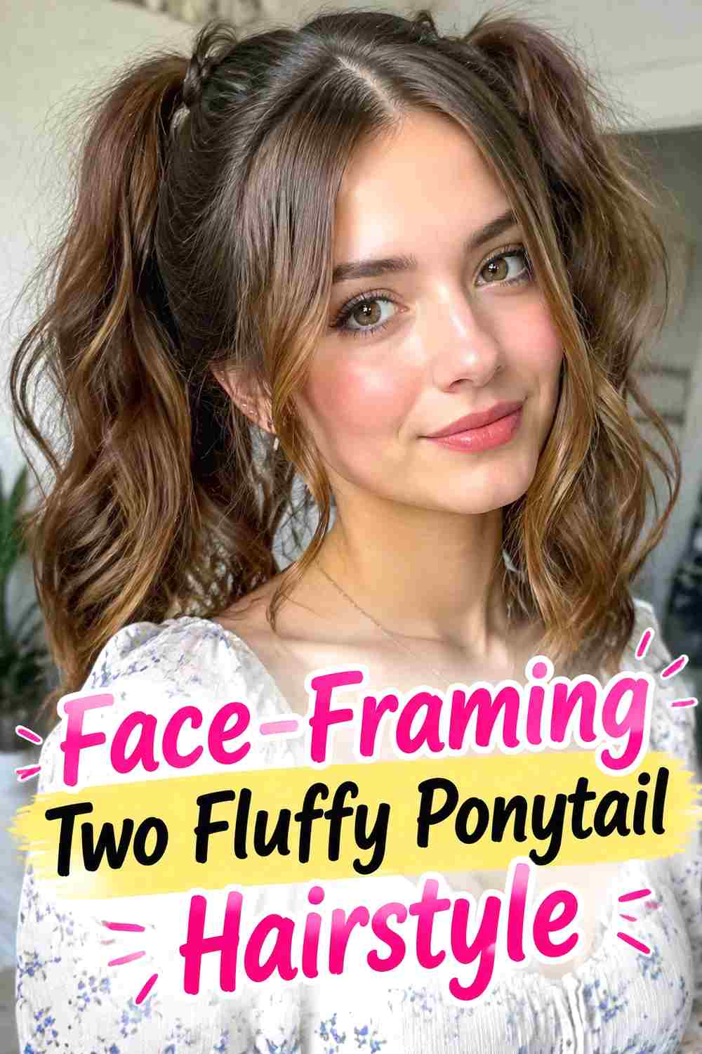 11. Face Framing Two Fluffy Ponytail Hairstyle