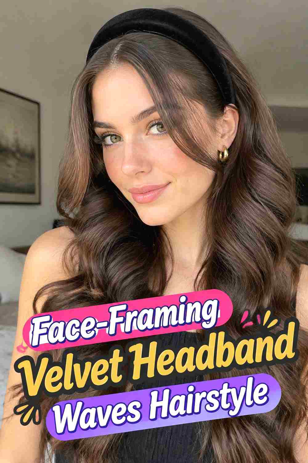 10. Face Framing Velvet Headband Waves Hairstyle
