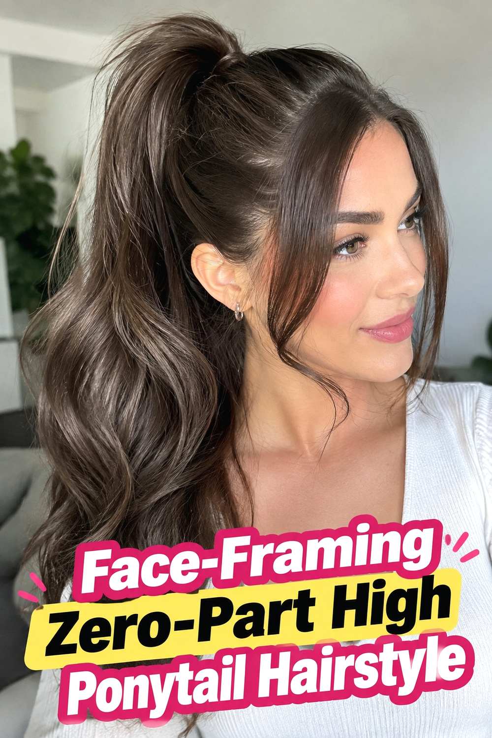 14. Face Framing Zero Part High Ponytail Hairstyle