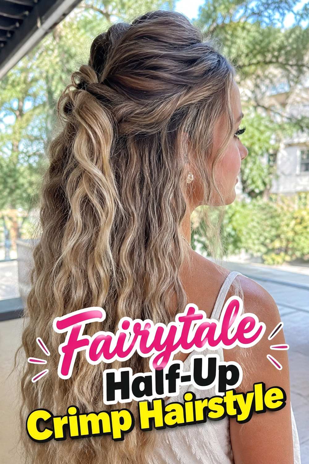 1. Fairytale Half Up Crimp Hairstyle