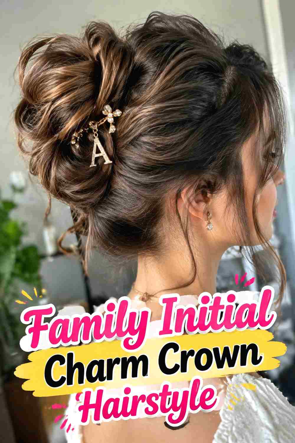 17. Family Initial Charm Crown Hairstyle