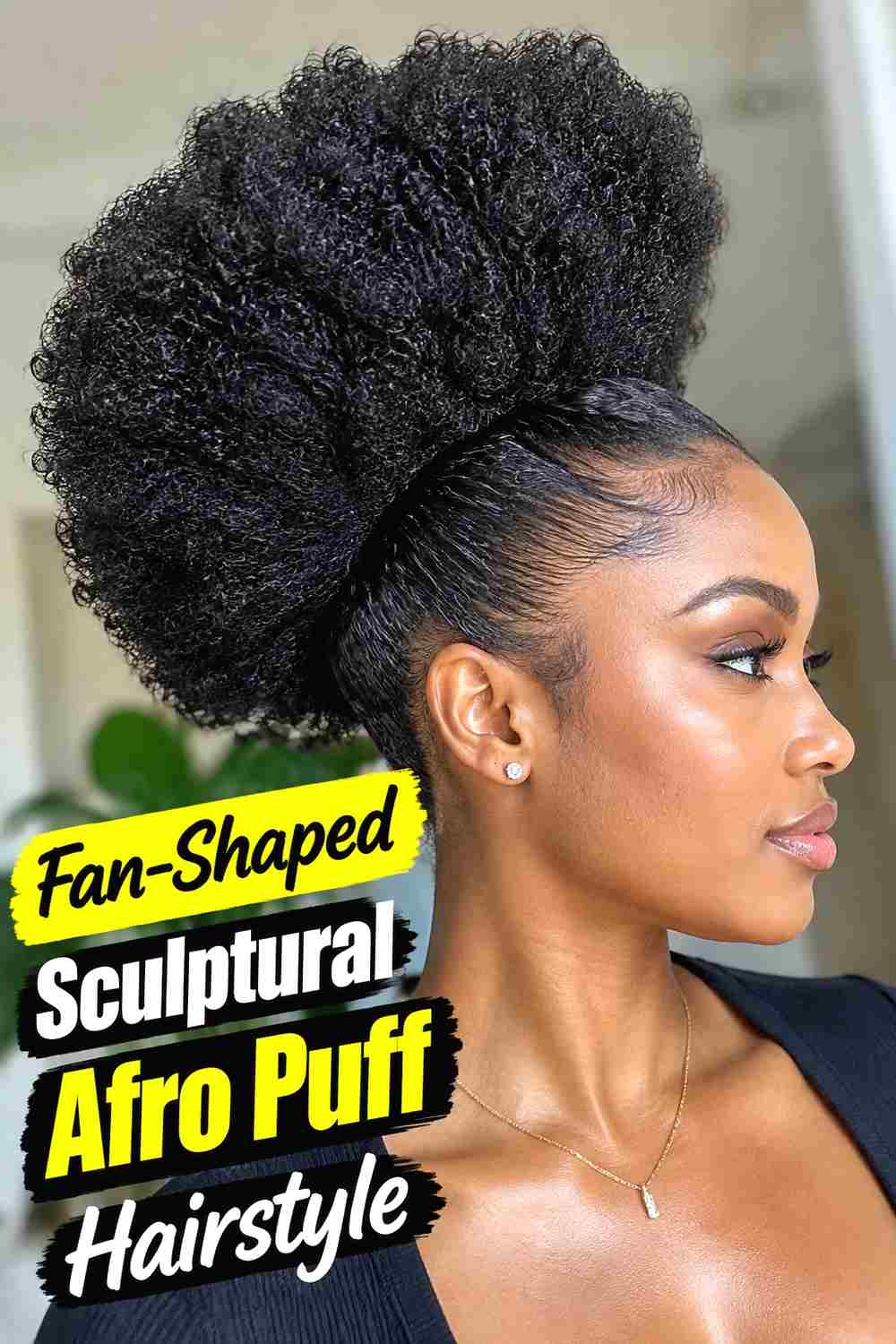 8. Fan Shaped Sculptural Afro Puff Hairstyle