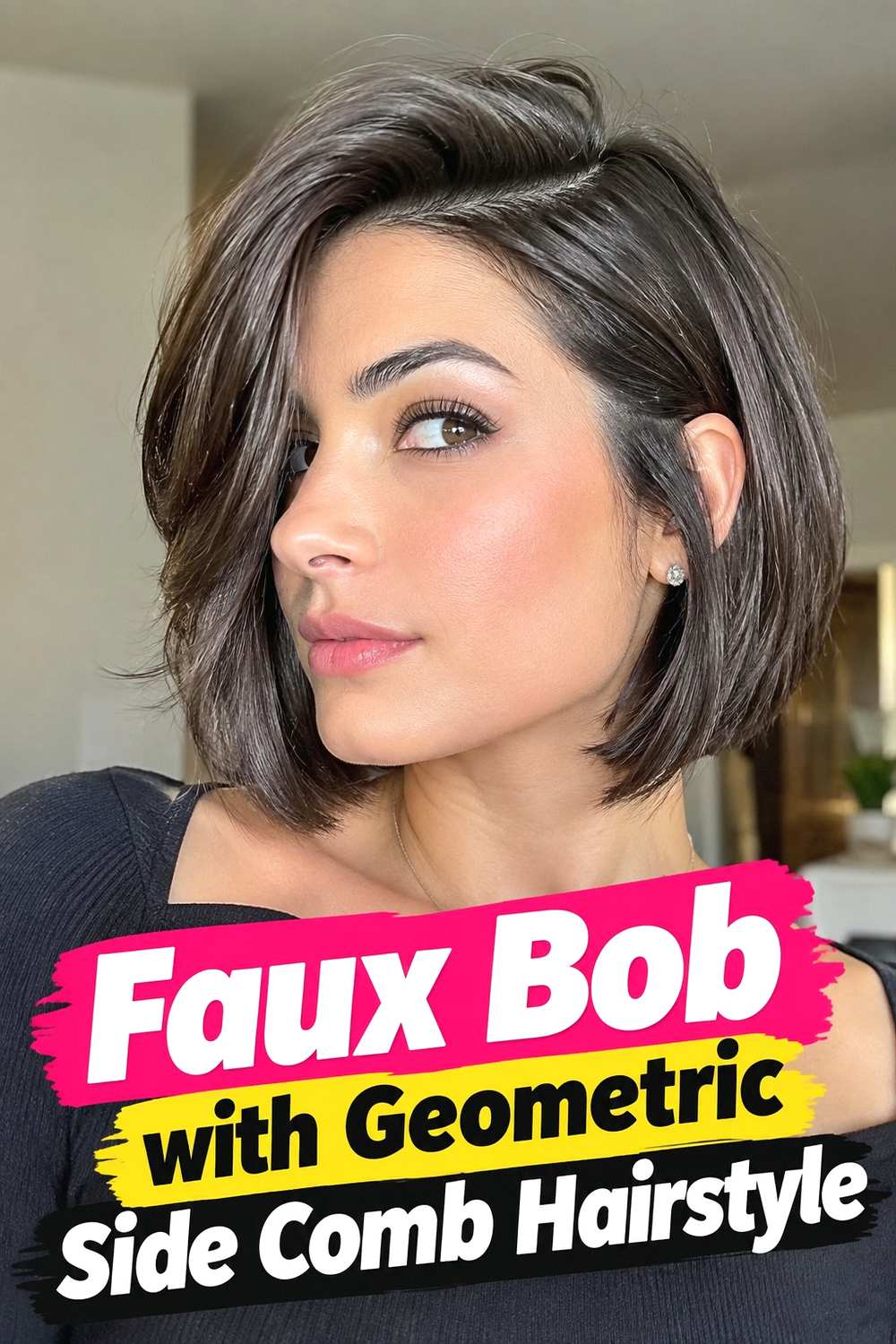 5. Faux Bob With Geometric Side Comb Hairstyle