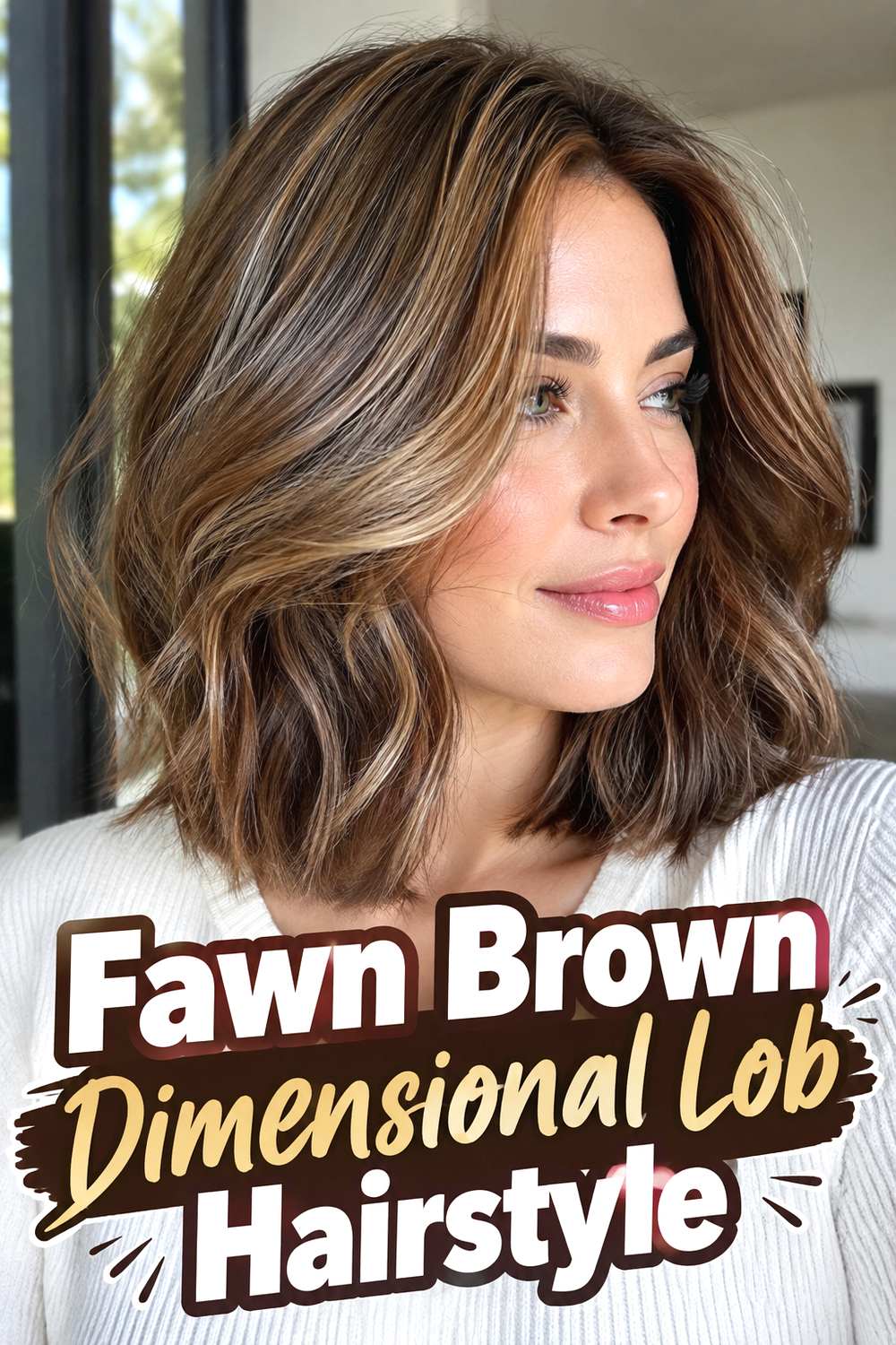 Fawn Brown Dimensional Lob Hairstyle