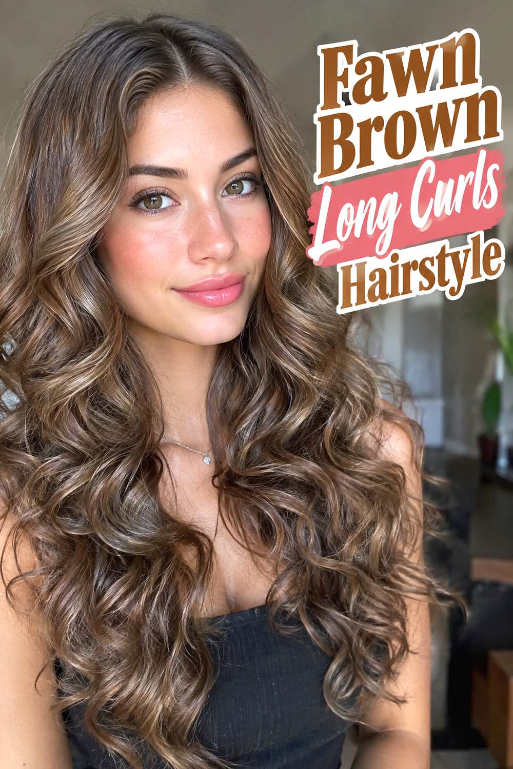 Fawn Brown Long Curls Hairstyle
