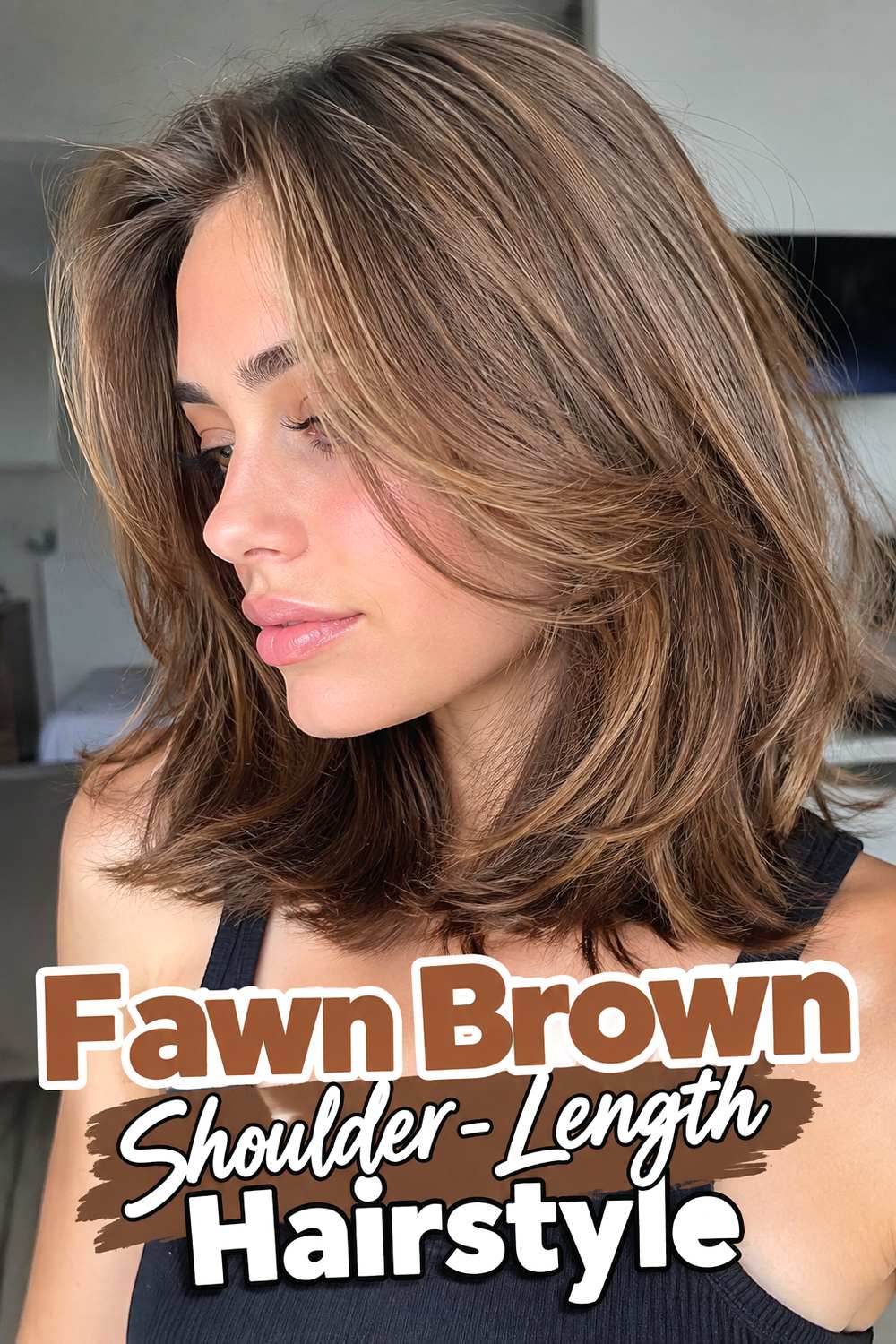 Fawn Brown Shoulder-Length Hairstyle