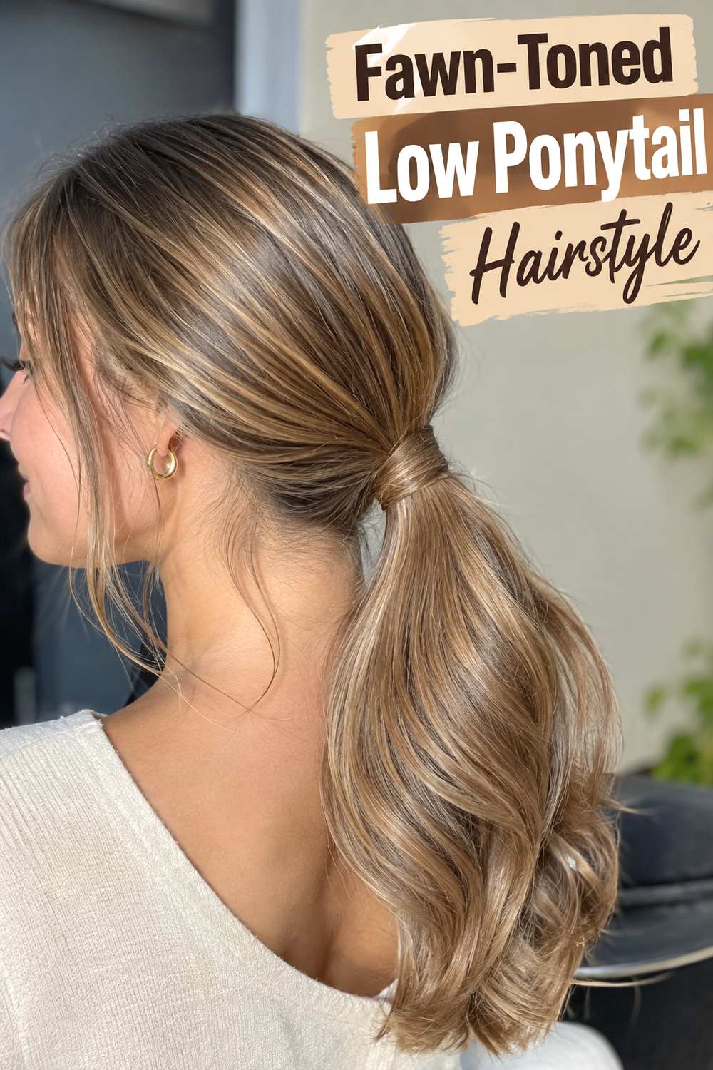 Fawn-Toned Low Ponytail Hairstyle