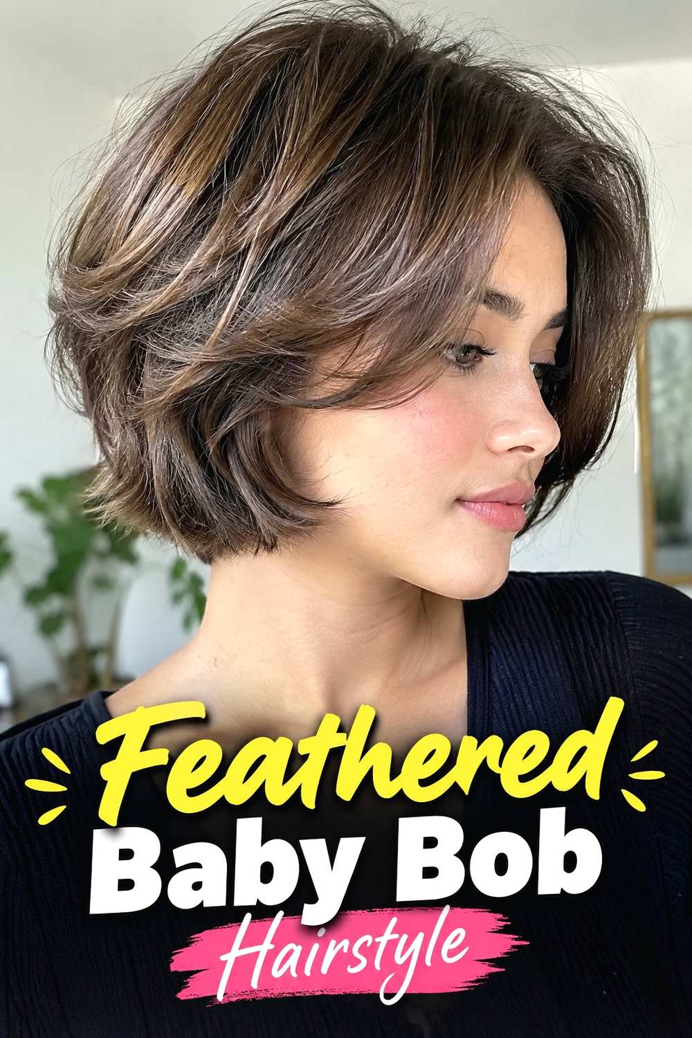 14. Feathered Baby Bob Hairstyle