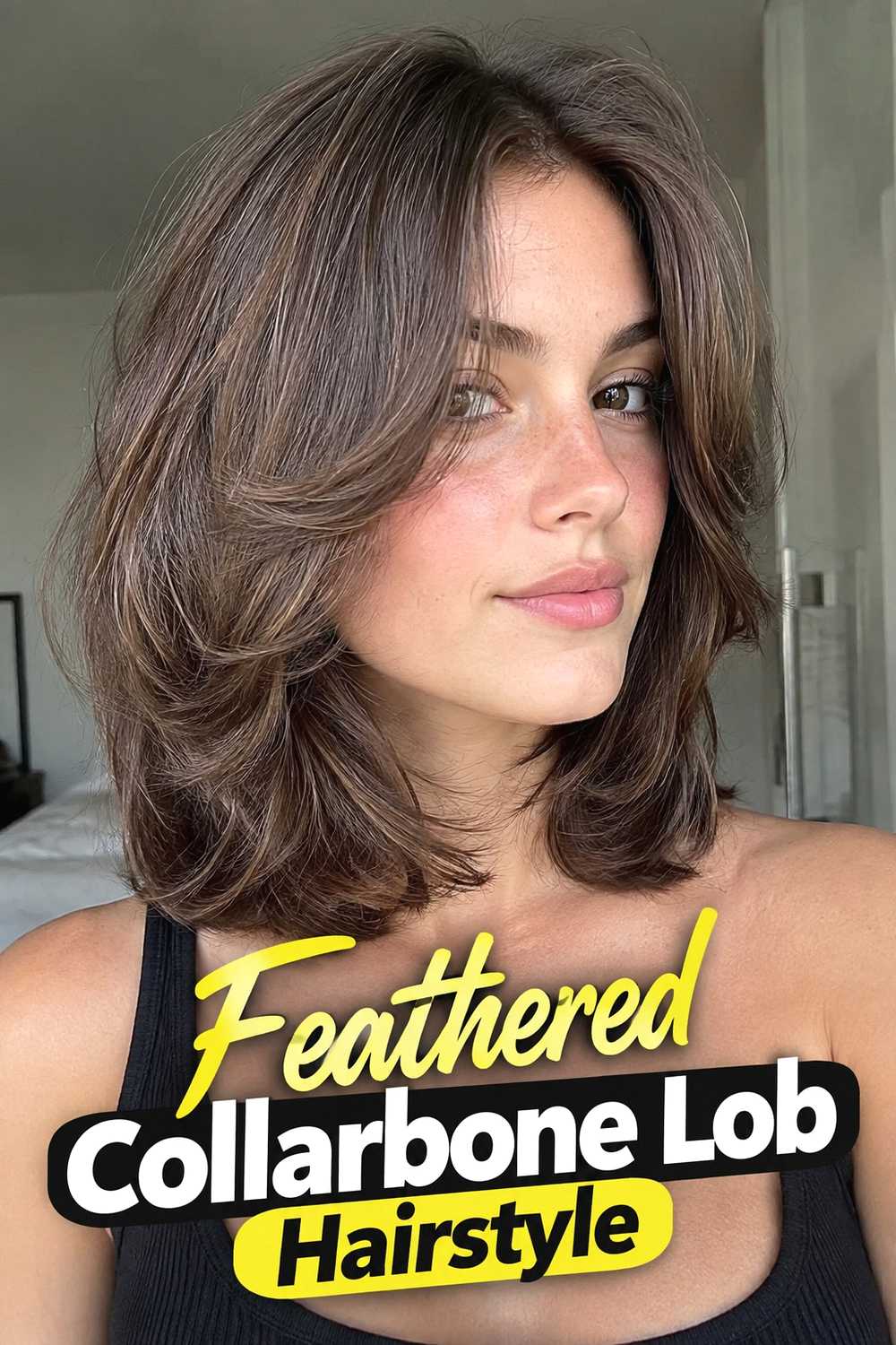 4. Feathered Collarbone Lob Hairstyle