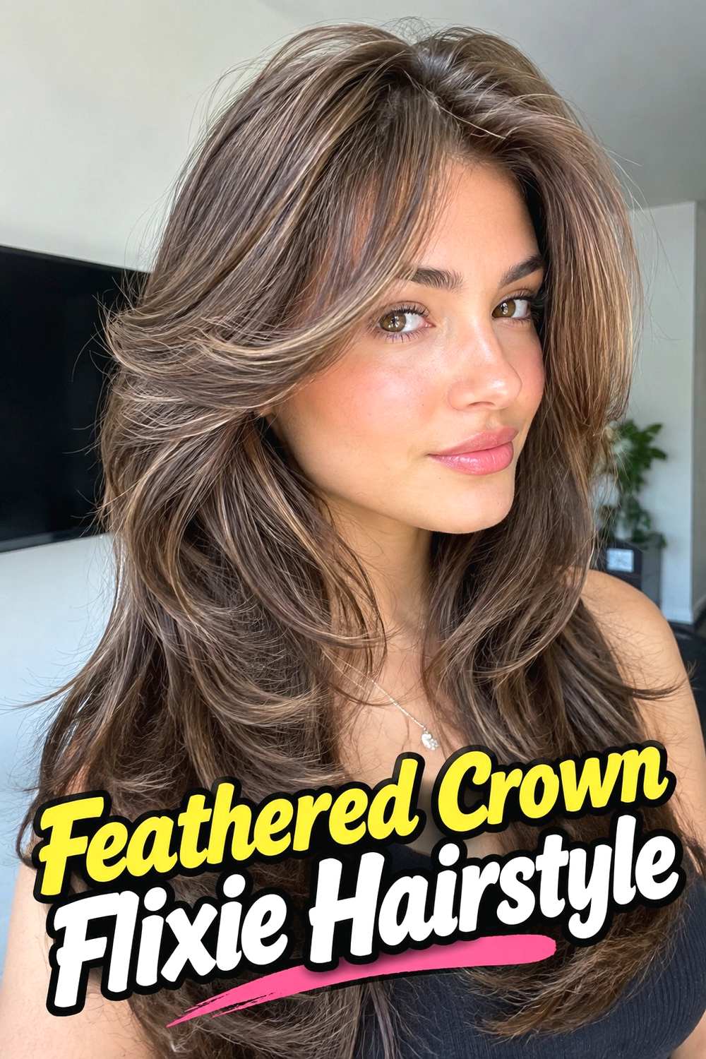 10. Feathered Crown Flixie Hairstyle