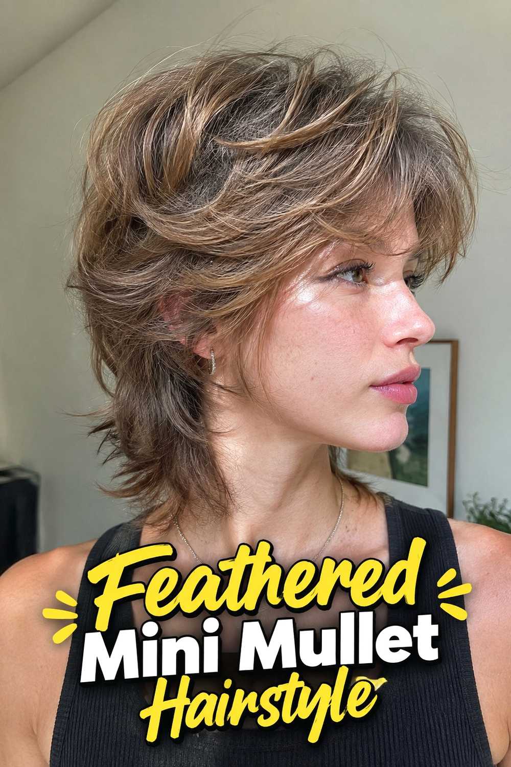 8. Feathered Mini Mullet Hairstyle
