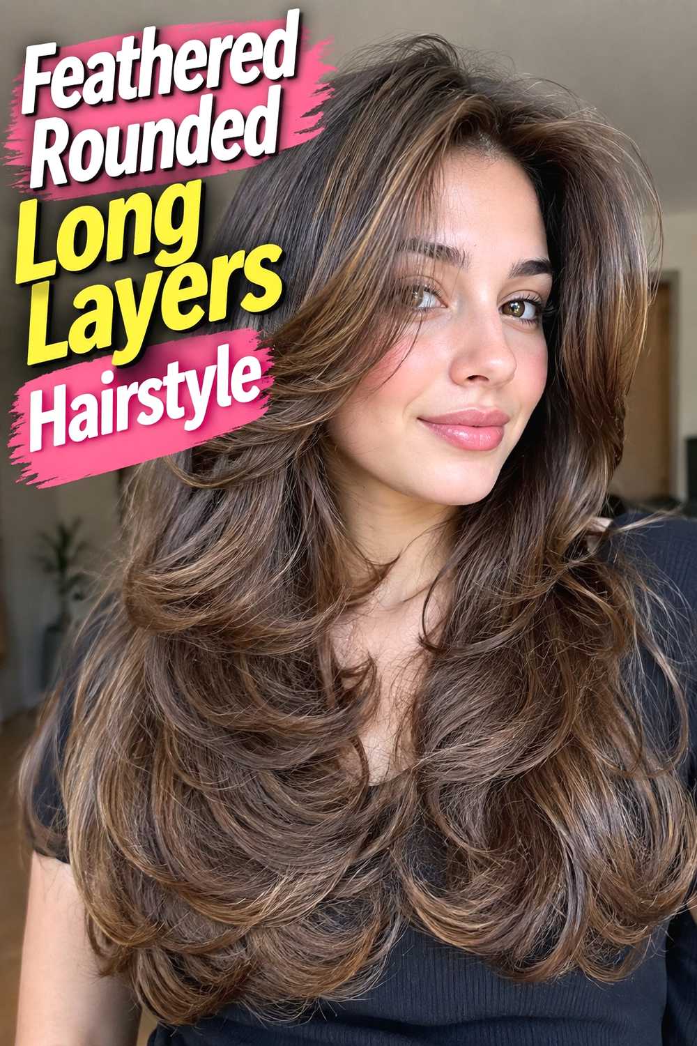 4. Feathered Rounded Long Layers Hairstyle