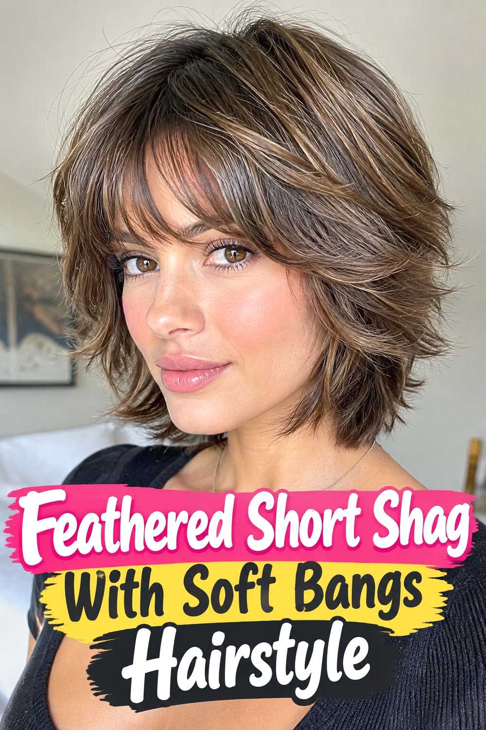 1. Feathered Short Shag With Soft Bangs Hairstyle