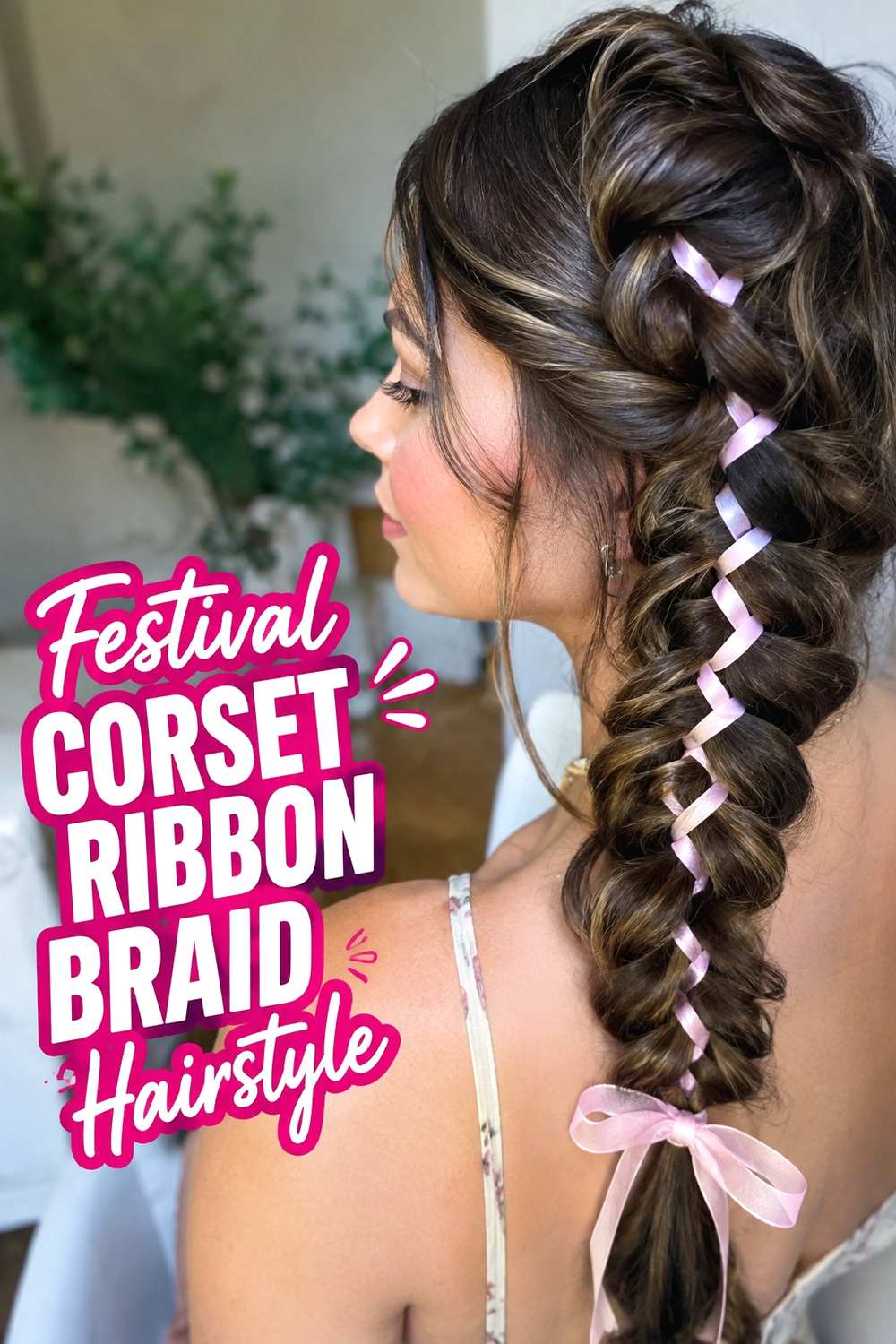 14. Festival Corset Ribbon Braid Hairstyle