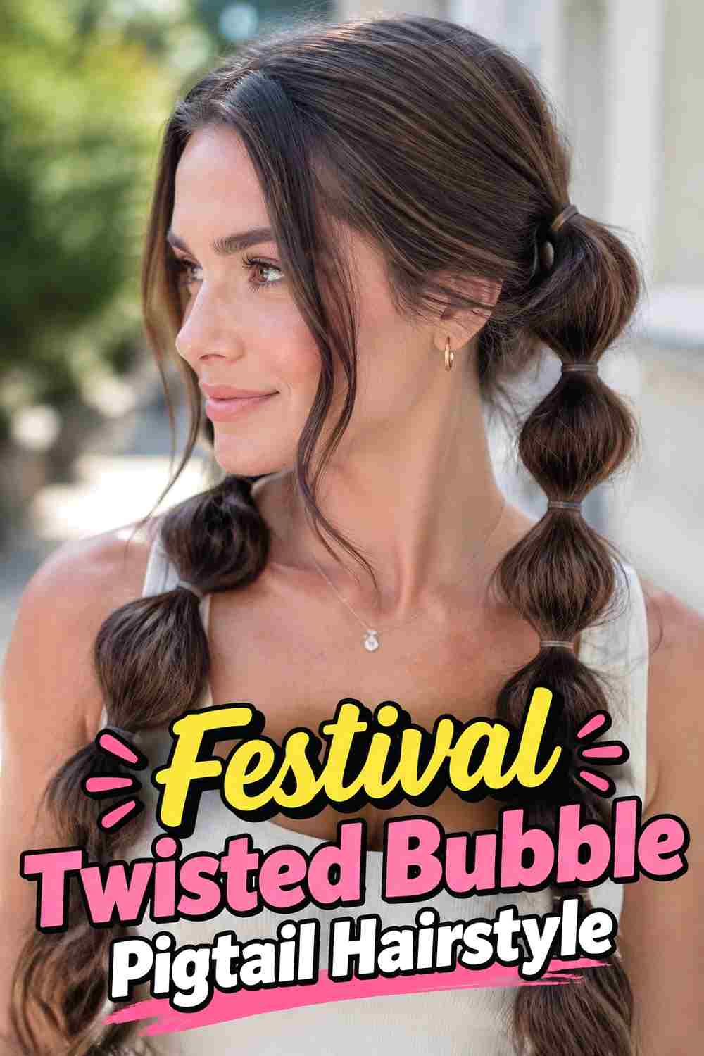 17. Festival Twisted Bubble Pigtail Hairstyle