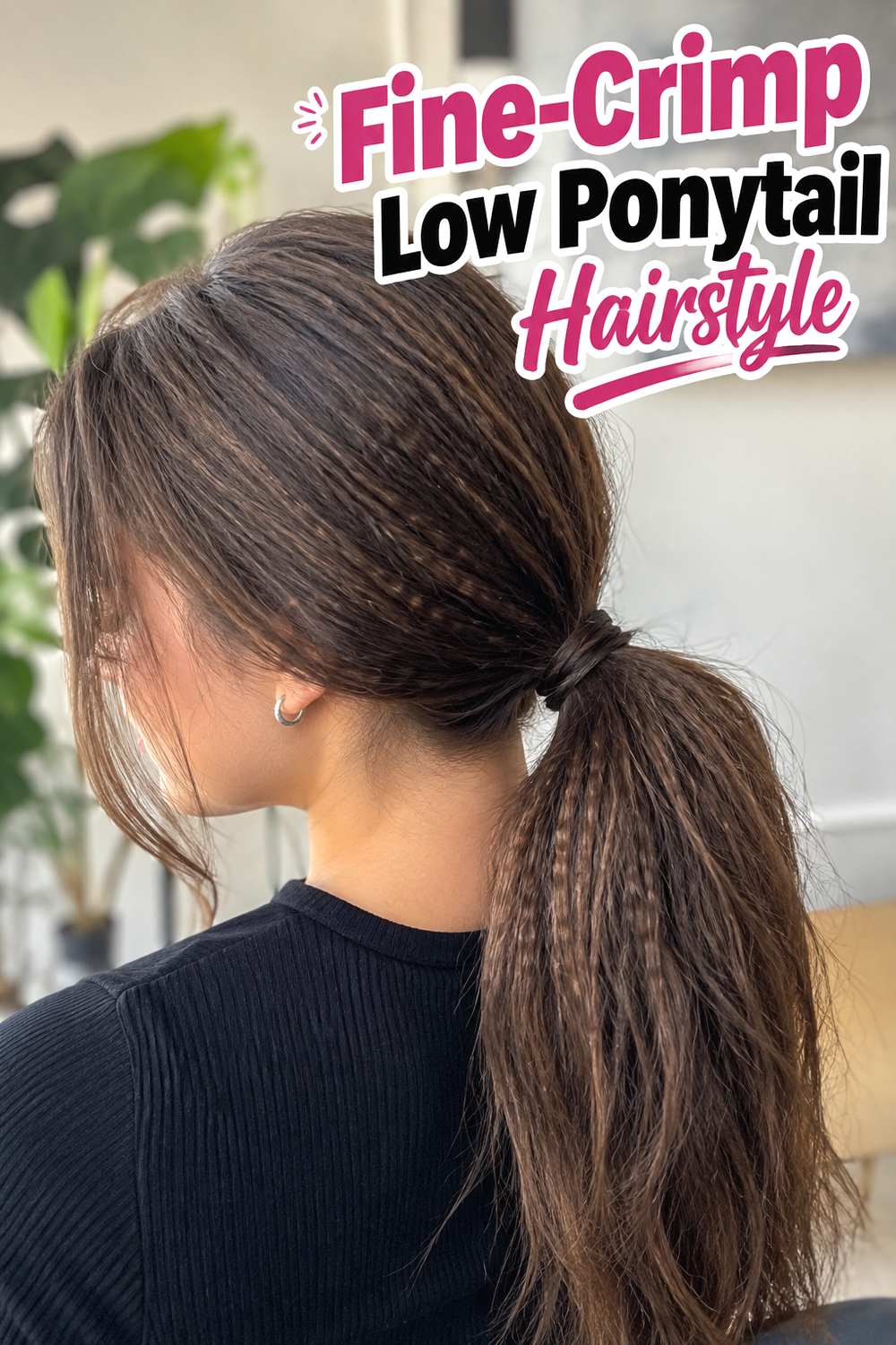 Fine-Crimp Low Ponytail Hairstyle