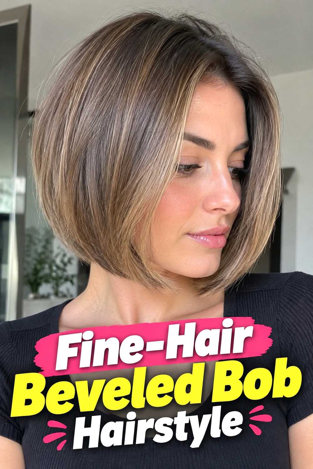 10. Fine Hair Beveled Bob Hairstyle