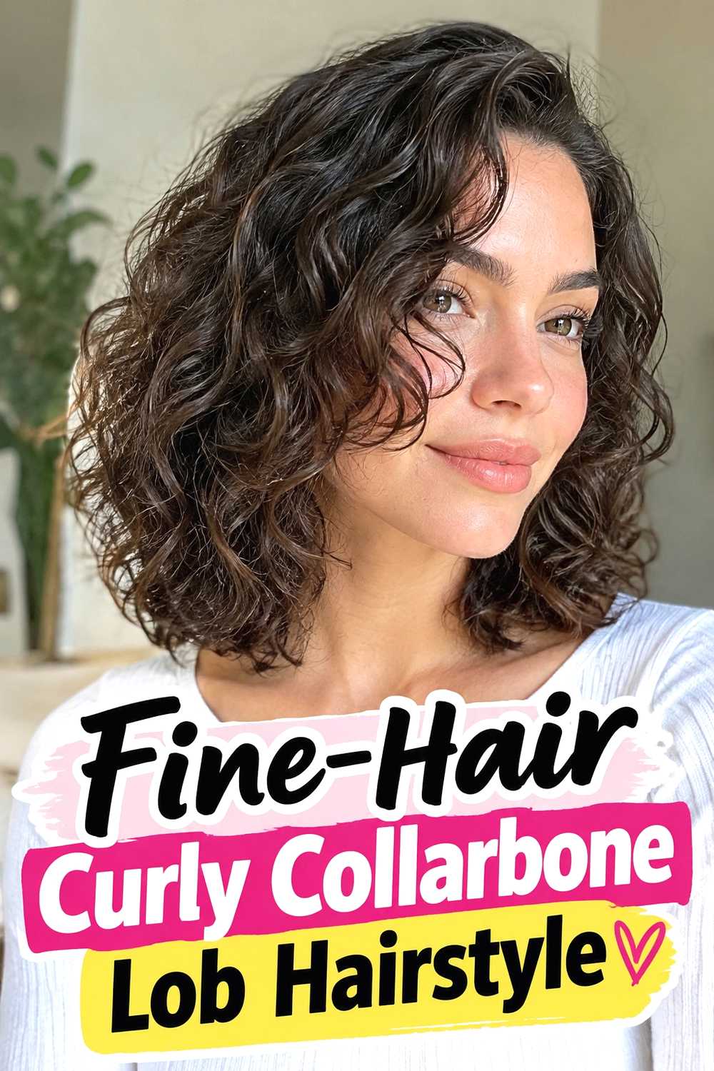 10. Fine Hair Curly Collarbone Lob Hairstyle