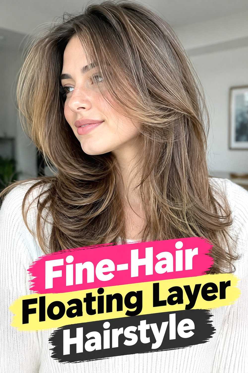 6. Fine Hair Floating Layer Hairstyle