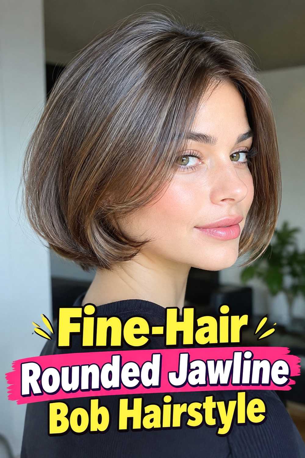 12. Fine Hair Rounded Jawline Bob Hairstyle