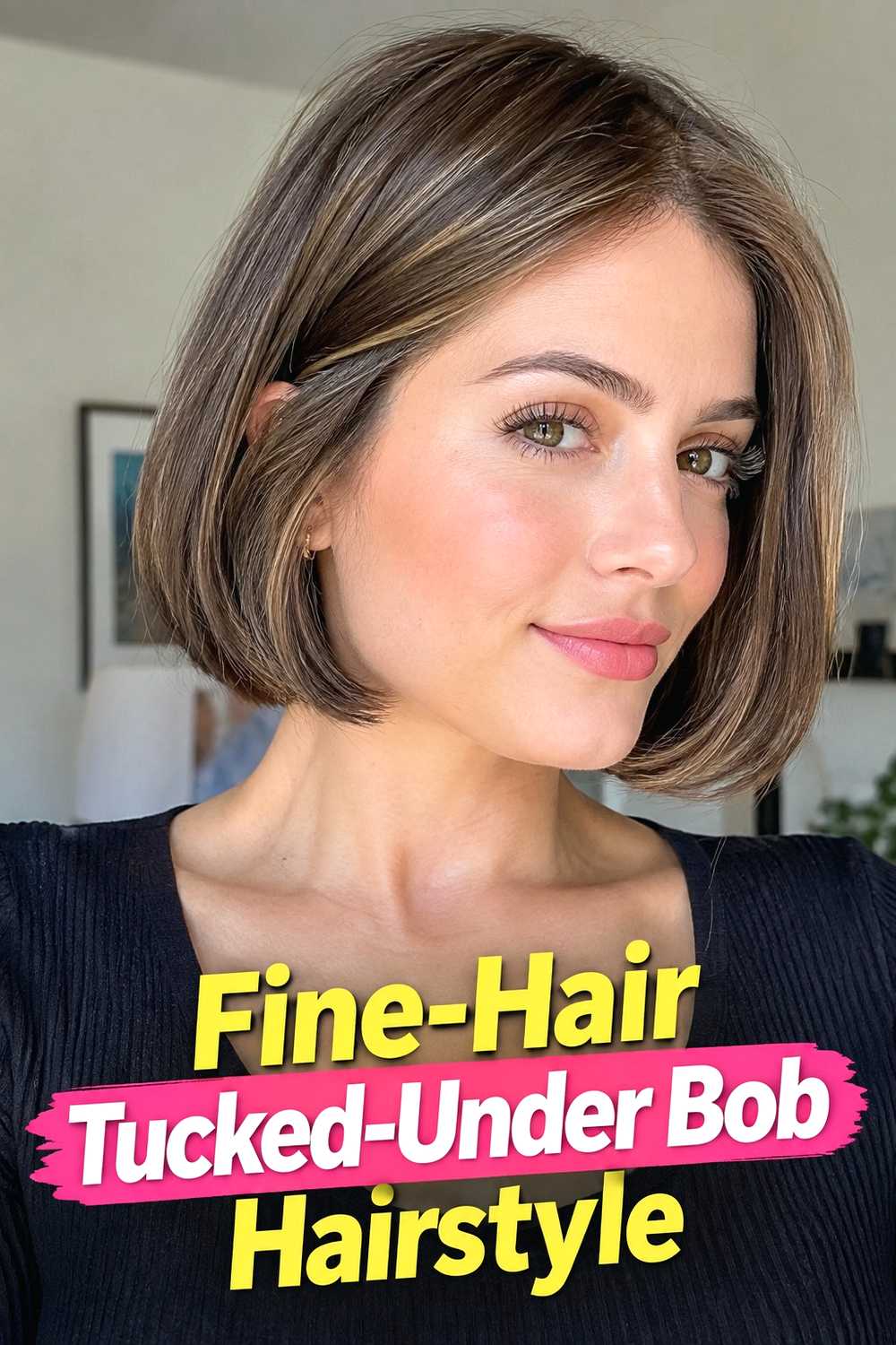 14. Fine Hair Tucked Under Bob Hairstyle