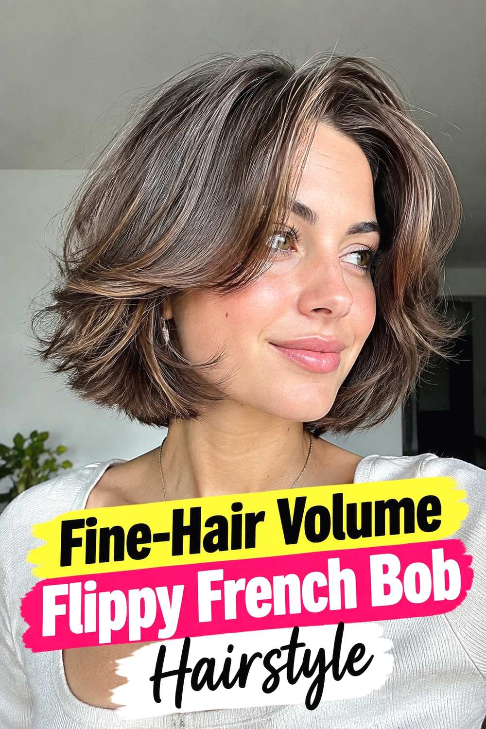 10. Fine Hair Volume Flippy French Bob Hairstyle