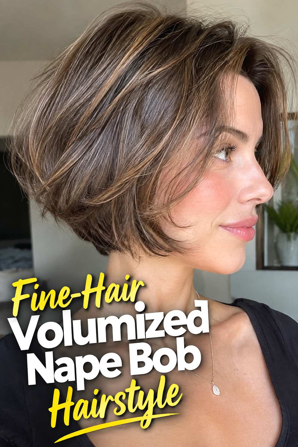 14. Fine Hair Volumized Nape Bob Hairstyle