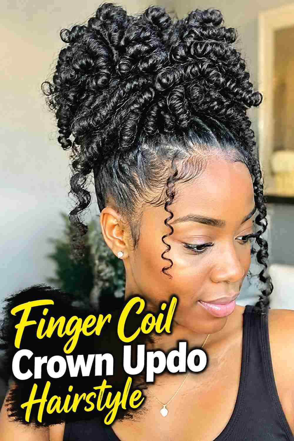 7. Finger Coil Crown Updo Hairstyle