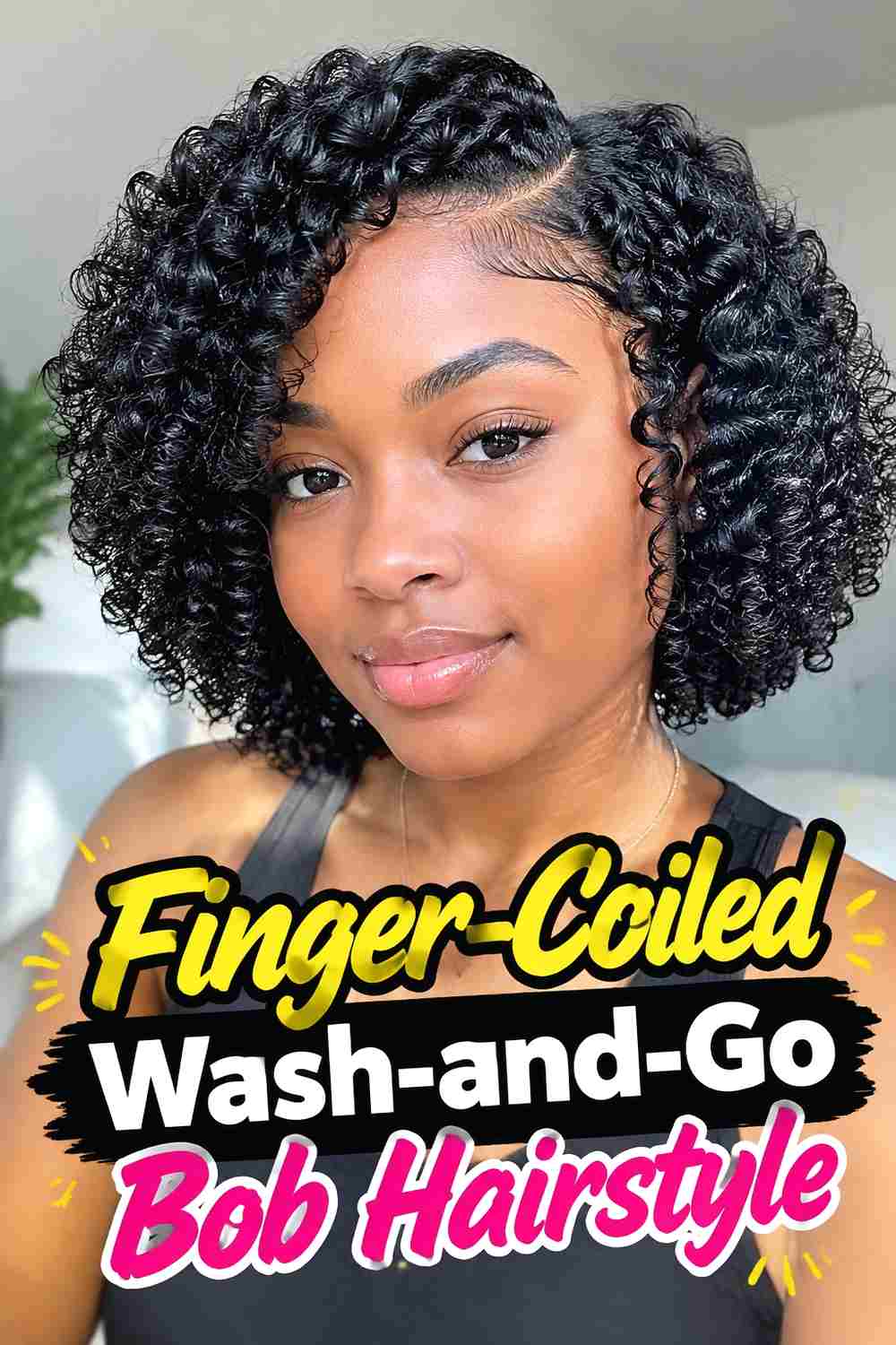 15. Finger Coiled Wash And Go Bob Hairstyle