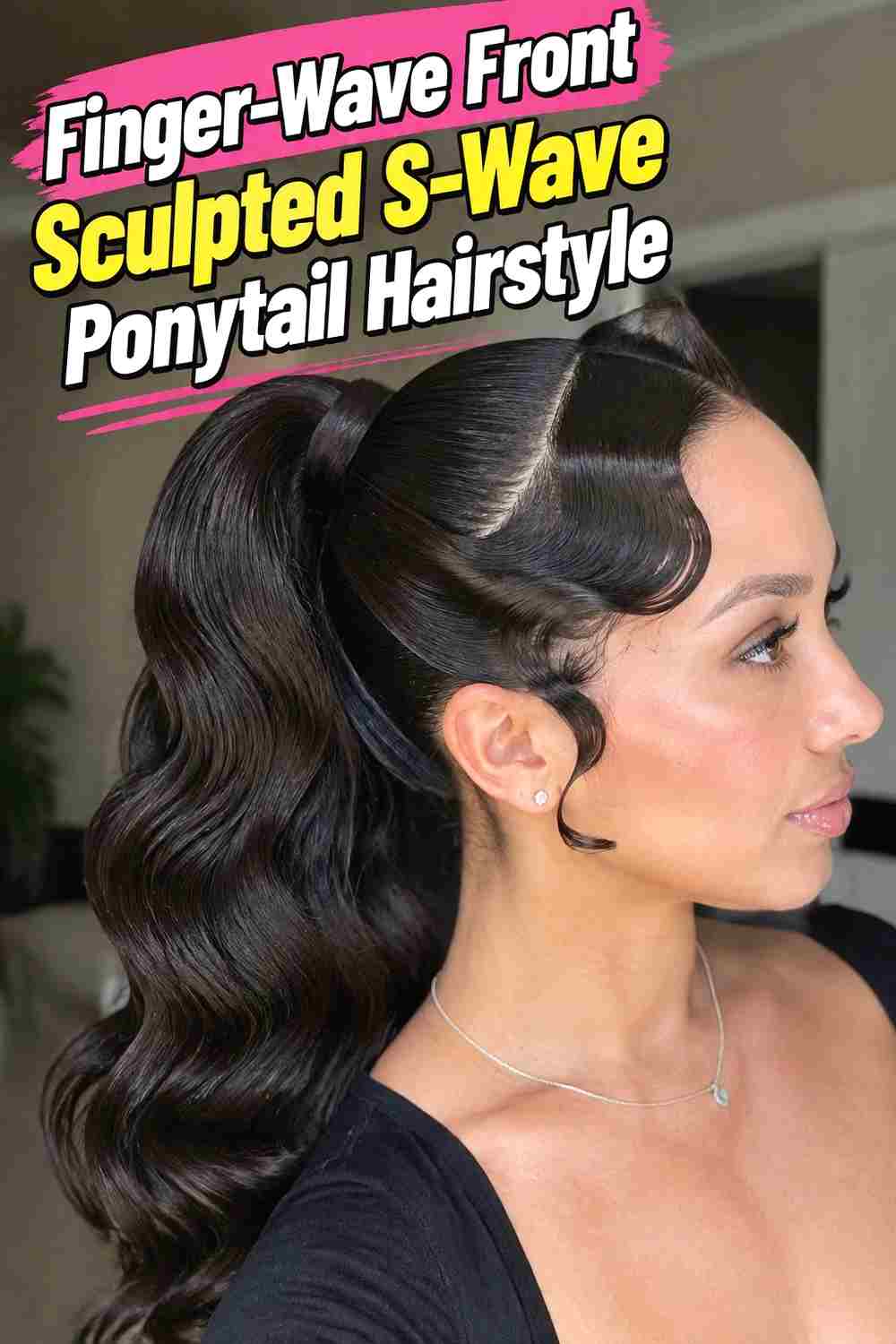 9. Finger Wave Front Sculpted S Wave Ponytail Hairstyle