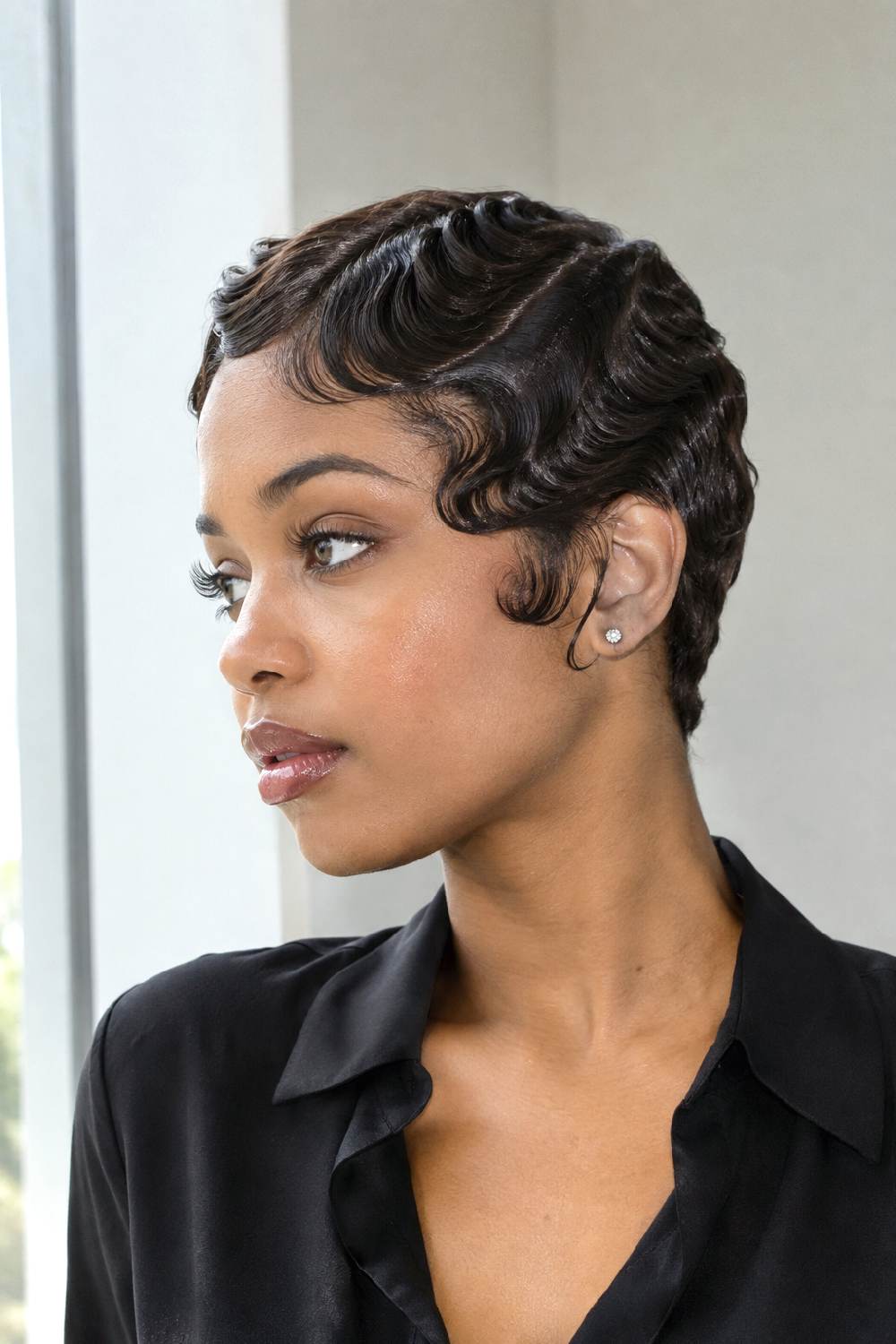 Finger-Wave Pixie Baddie Hairstyle