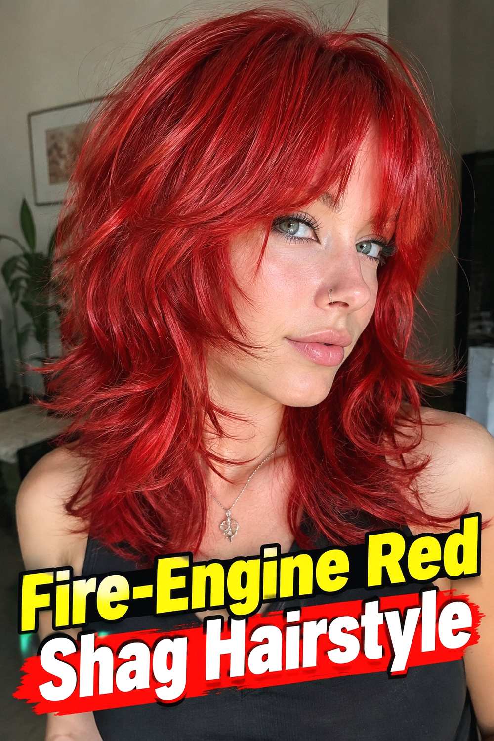 Fire-Engine Red Shag Hairstyle