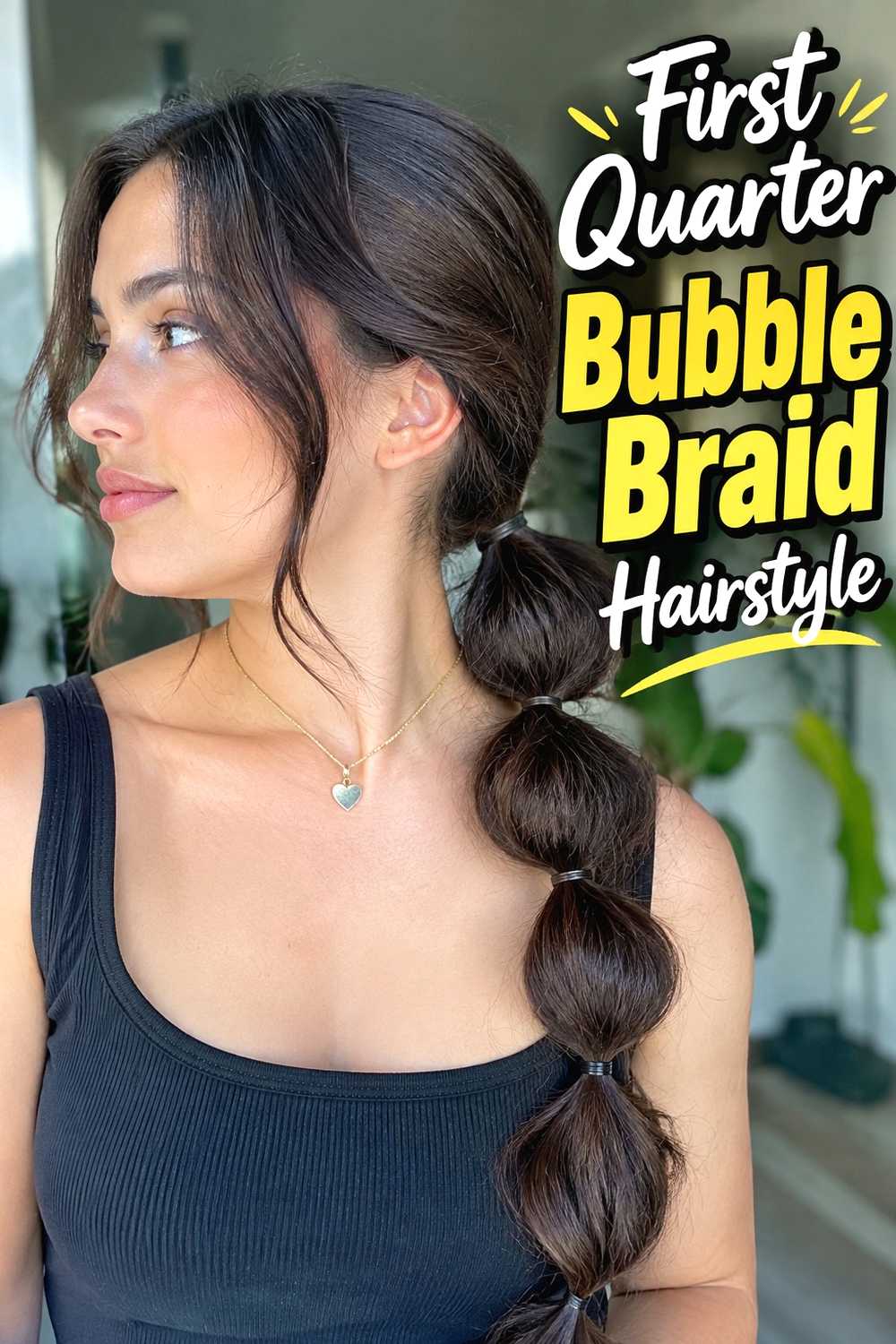 6. First Quarter Bubble Braid Hairstyle