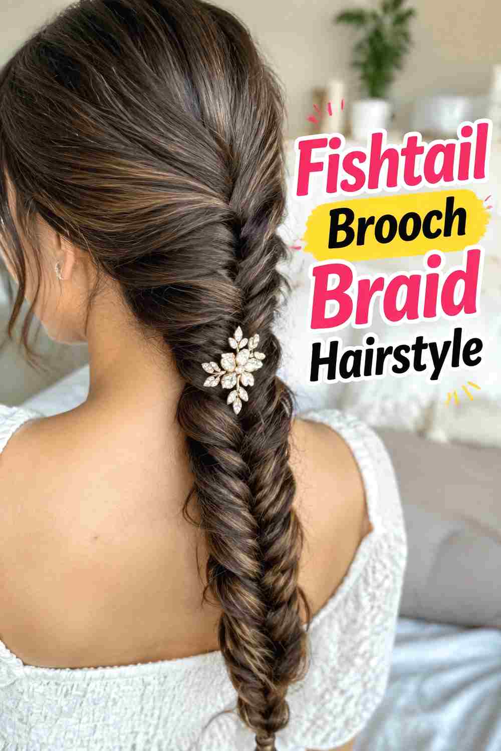 6. Fishtail Brooch Braid Hairstyle