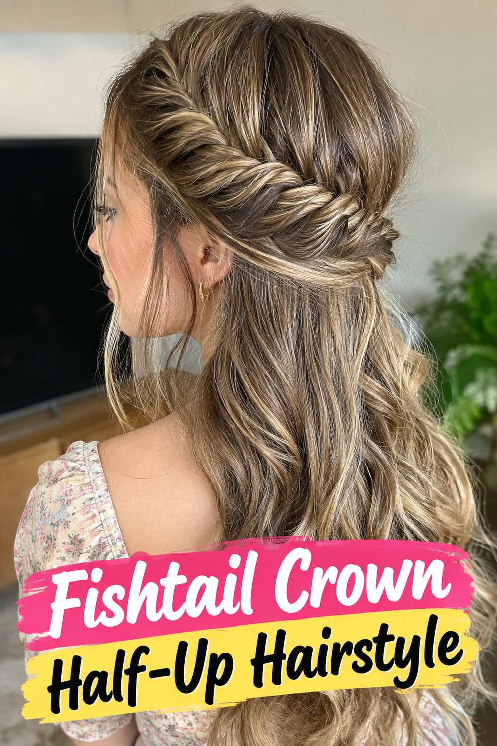 Fishtail Crown Half-Up Hairstyle