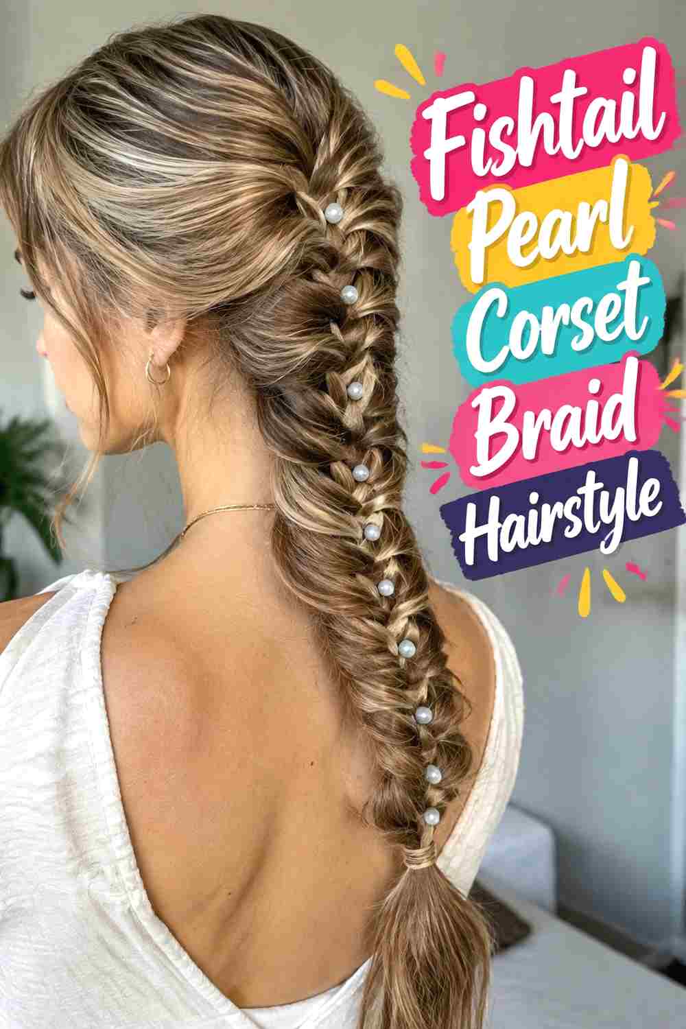 6. Fishtail Pearl Corset Braid Hairstyle