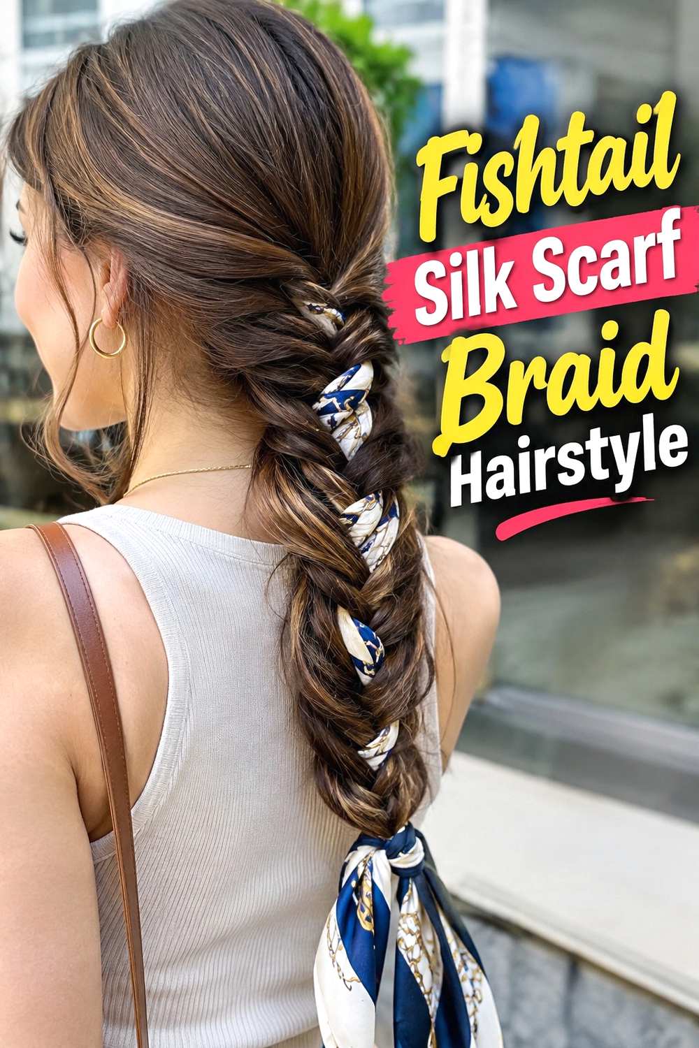 6. Fishtail Silk Scarf Braid Hairstyle