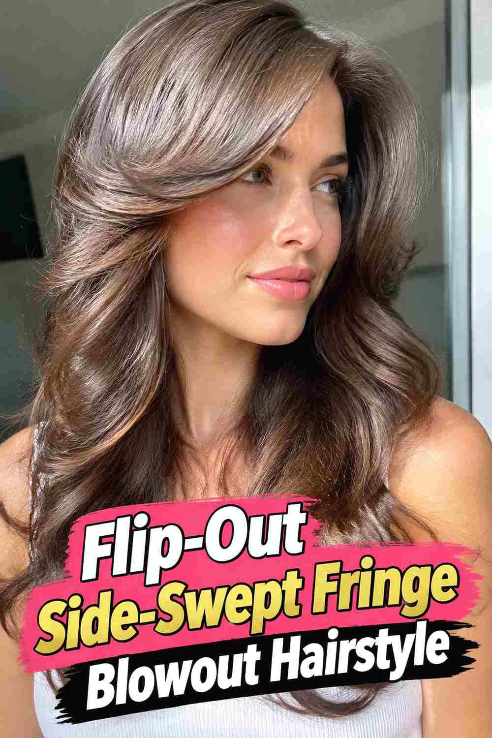 12. Flip Out Side Swept Fringe Blowout Hairstyle